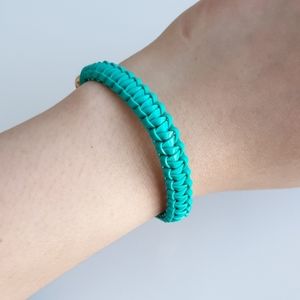 Turquoise gimp bracelet with gold chain